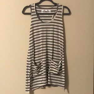 Gray and White Stripe Tank Top/Beach Coverup